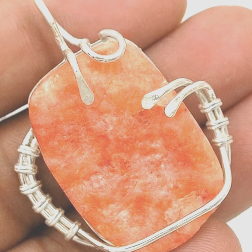 Natural Mexican Fire Opal Rough 925 Solid Genuine Sterling Silver necklace 20" - Picture 3 of 9